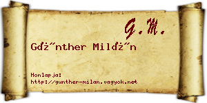 Günther Milán névjegykártya