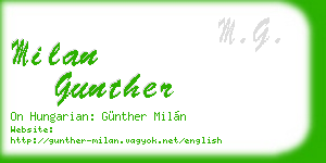 milan gunther business card